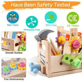 Aliex wooden kids tool set hammer helps kids explore pretend construction safely.