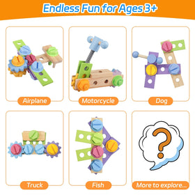 Aliex wooden kids tool set saw invites imaginative building and hand-eye coordination.