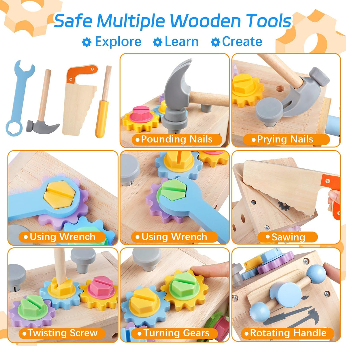 Aliex wooden kids tool set screwdriver encourages fine motor skills during pretend repairs.