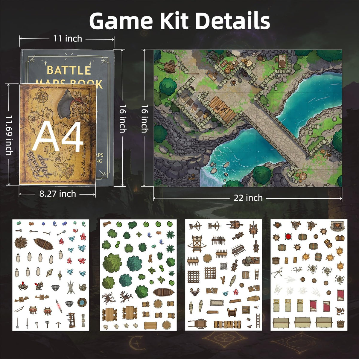 AliKids DND Battle Map Book compact 11x16 size for on-the-go games.