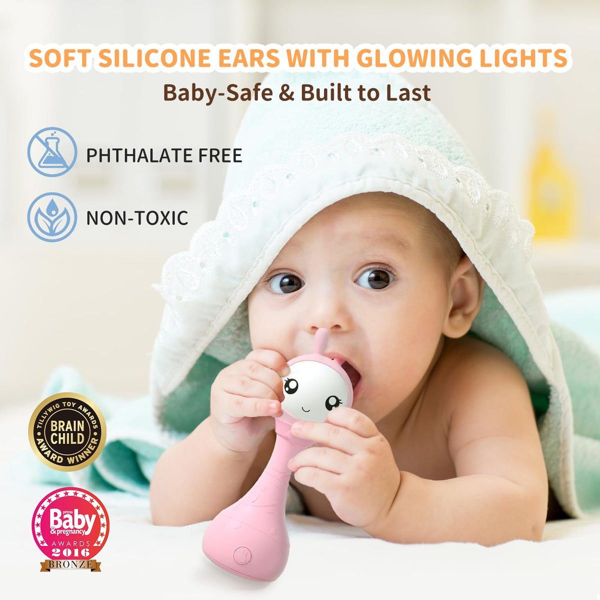 Alilo Yoyo Talking Bunny ears with seven colors light up during playtime.