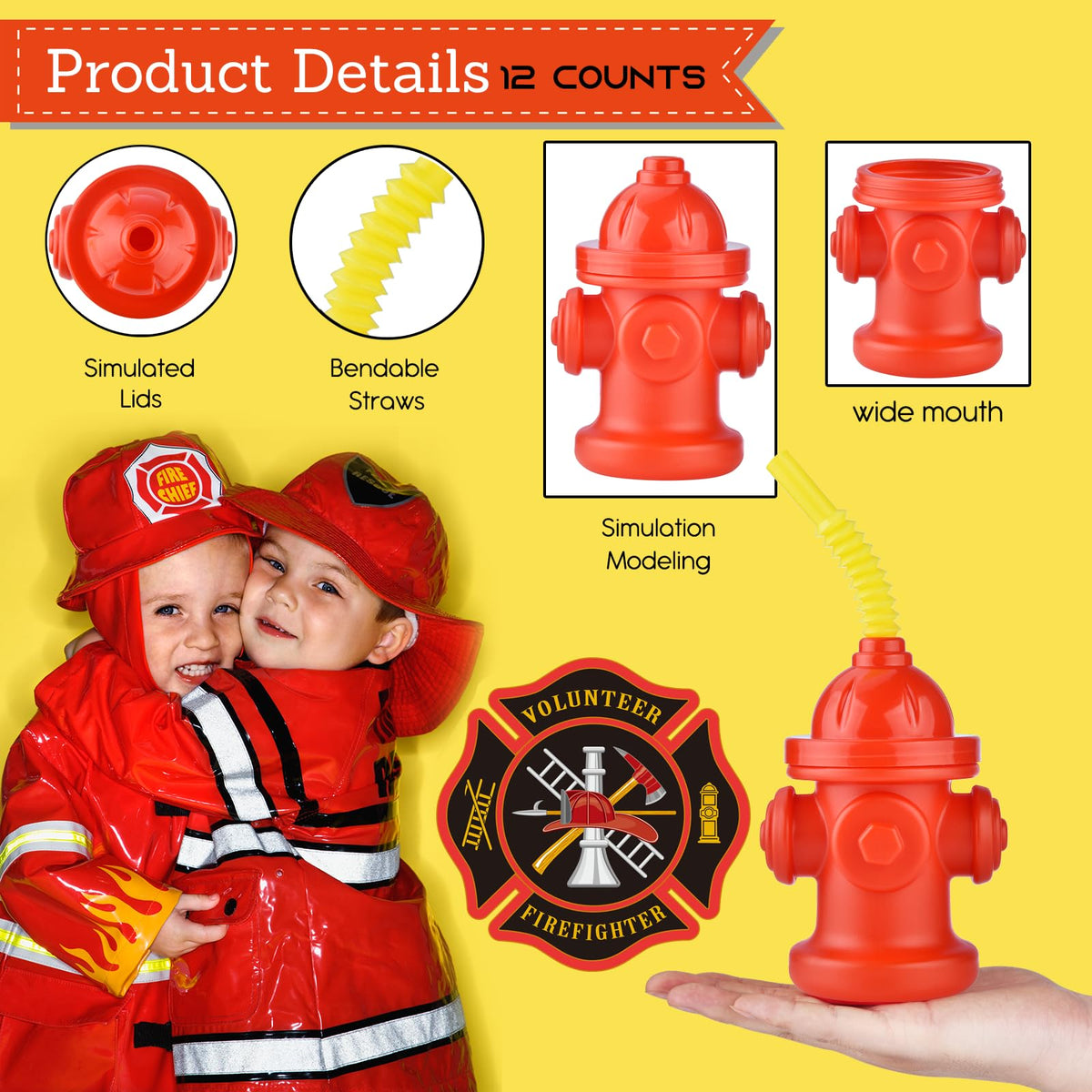 ALINK 12-pack firefighter party cups for coordinated decor