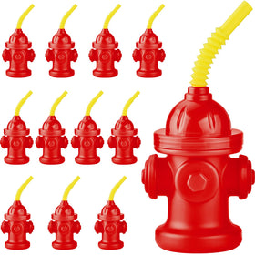 ALINK fire hydrant cups with lids and yellow straws for 10 oz drinks