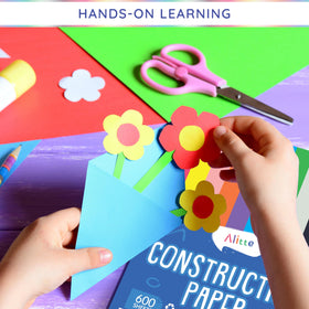 Alitte bulk-pack colored paper display for classrooms and art studios.