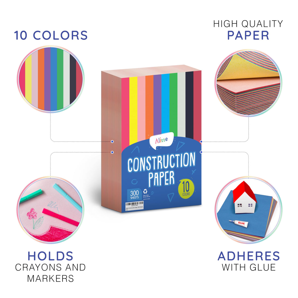 Alitte colored paper sheets in vibrant colors ideal for bold, creative crafts.