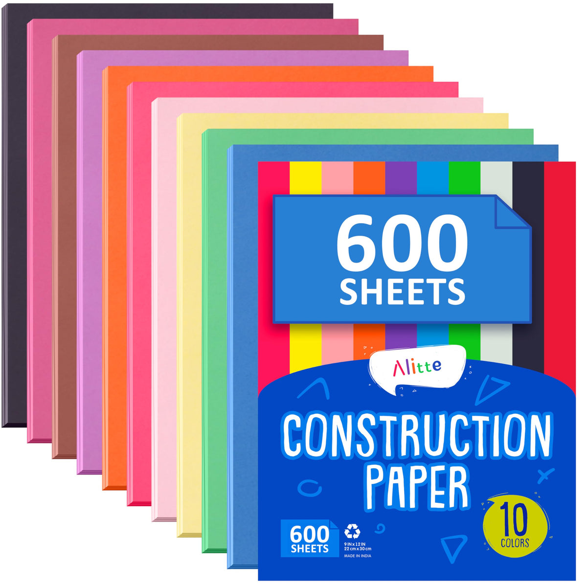 Alitte 9x12 construction paper sheets for sturdy, versatile crafting in classrooms and homes.