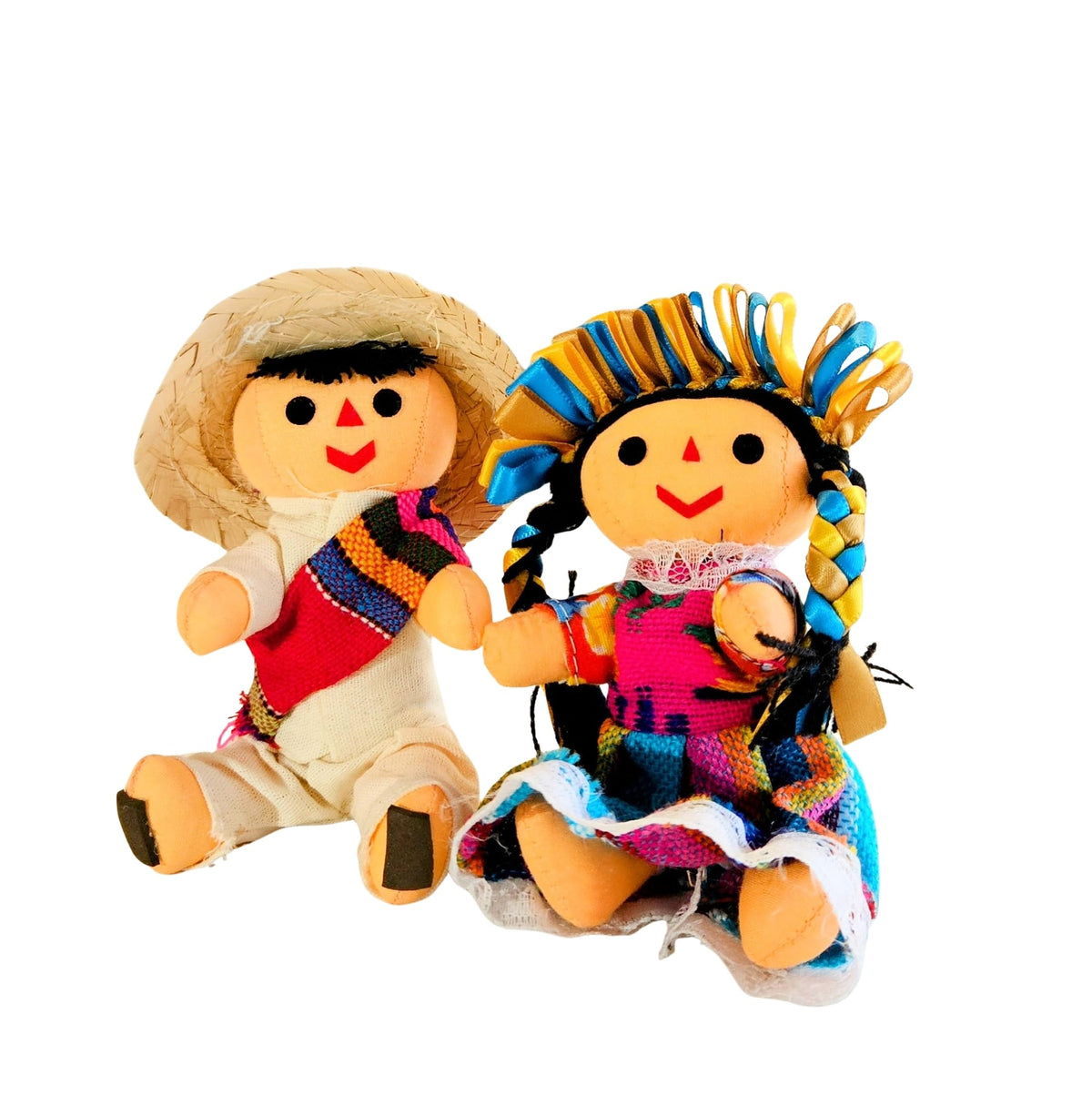 ALKIMIA INC Mexican handmade rag couple dolls 5in for display-ready home accents.
