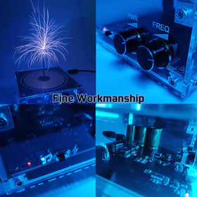 ALKISTA plasma storm desktop gadget glows with bubbles and electrical visuals on a desk