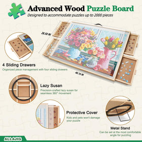 ALL4JIG adjustable angle reduces neck strain during large puzzles.