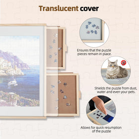 ALL4JIG portable puzzle table with handle for easy transport.