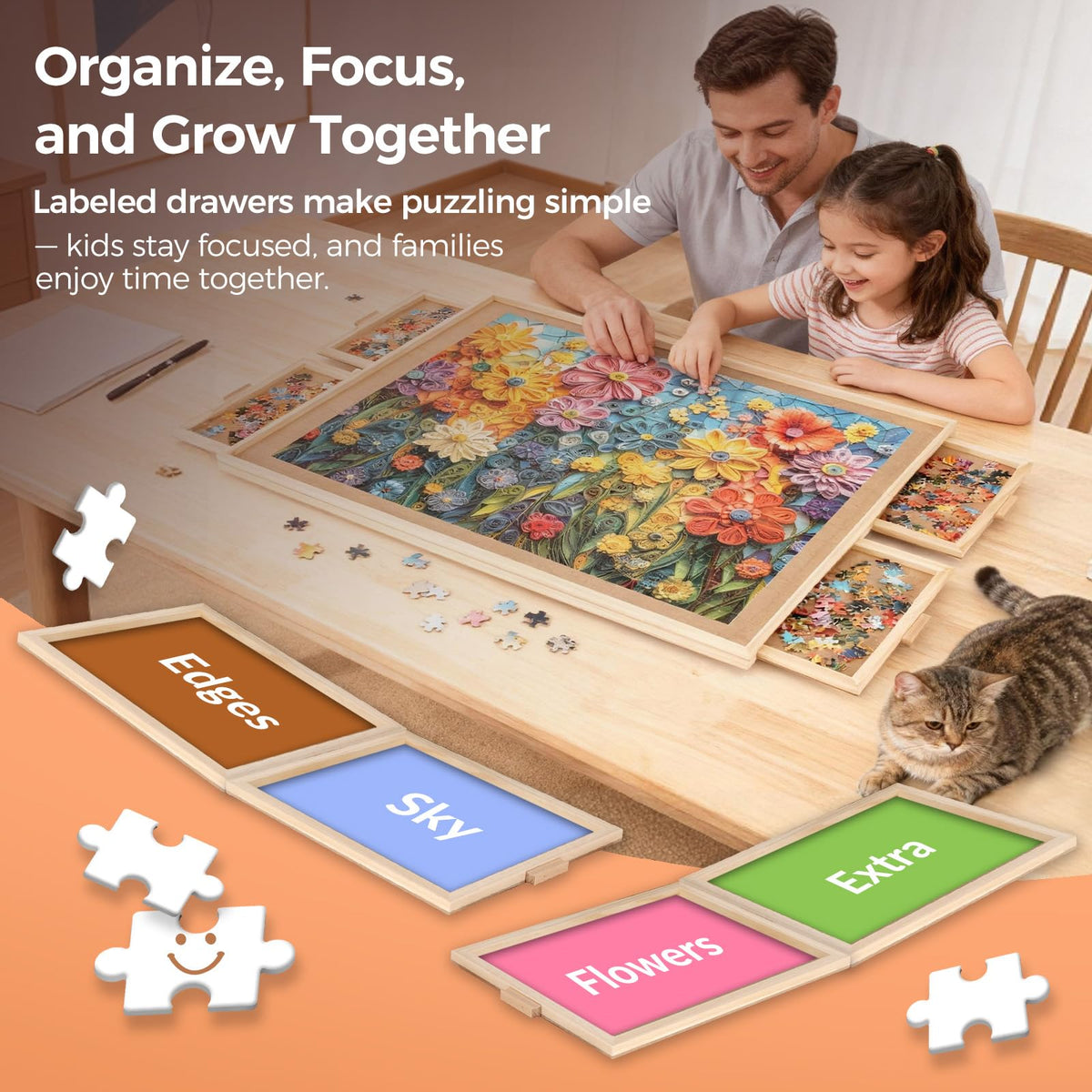 ALL4JIG puzzle-board-drawers-open offers organized sorting and quick access to pieces.