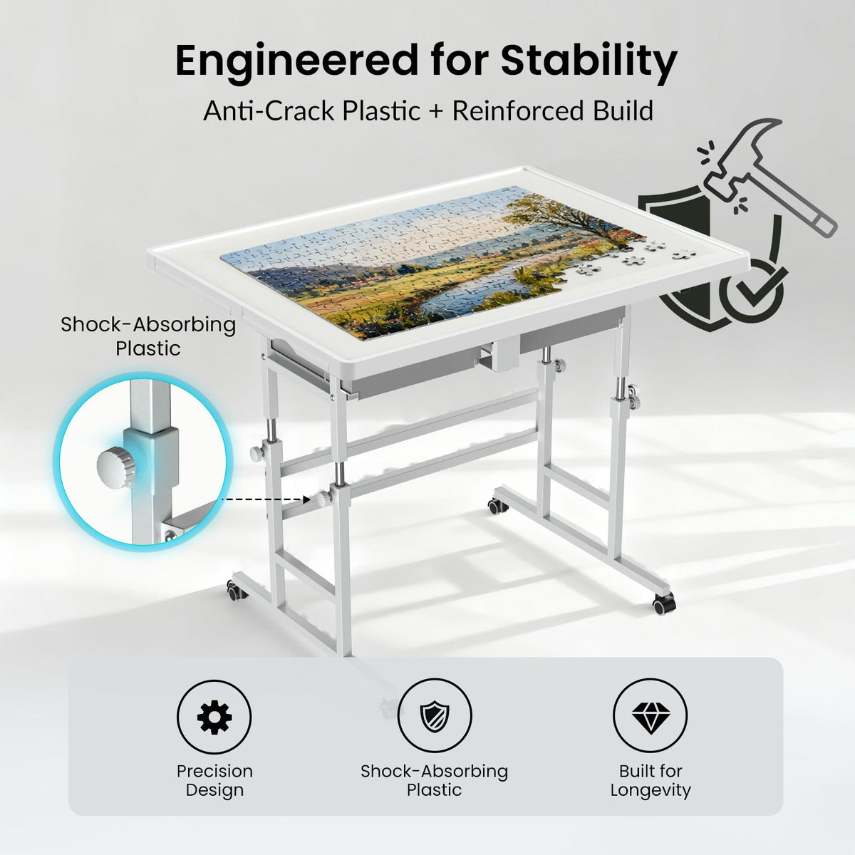 ALL4JIG puzzle table made from ABS plastic for lightweight durability.
