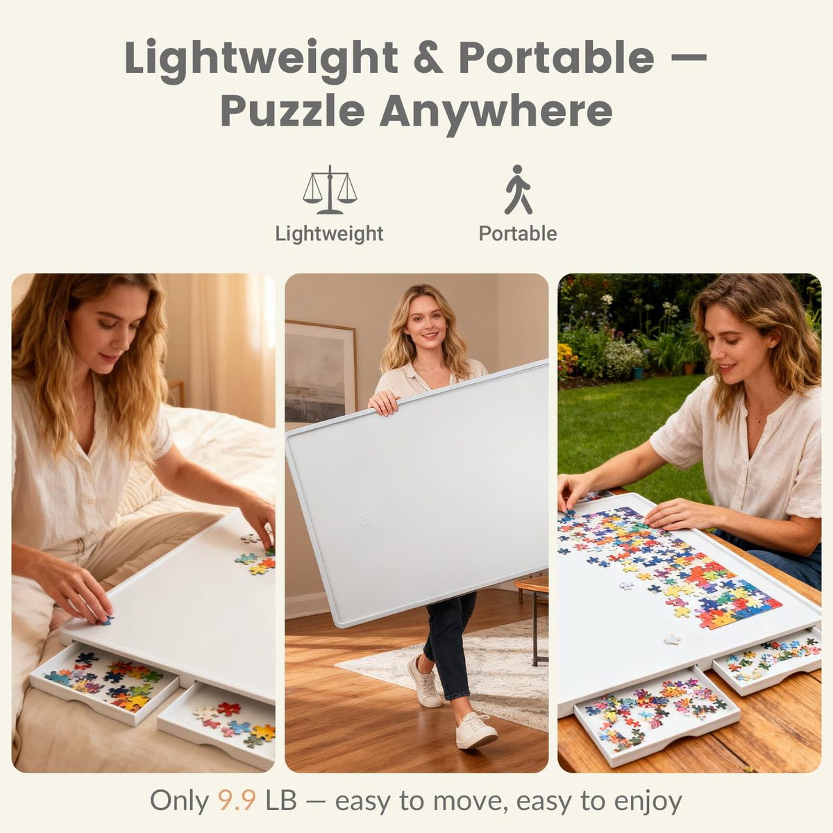ALL4JIG puzzle table set up for adults puzzle session in living room