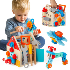 ALLABC Toddler Tool Kit carry handle enables on-the-go pretend play and easy transport.
