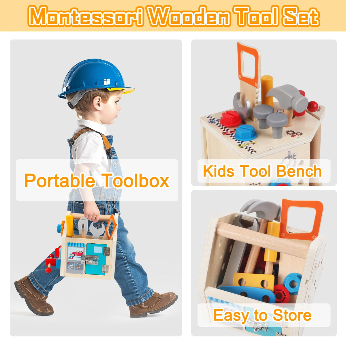 ALLABC Toddler Tool Kit hammer, saw, and screwdriver set for hands-on practice.