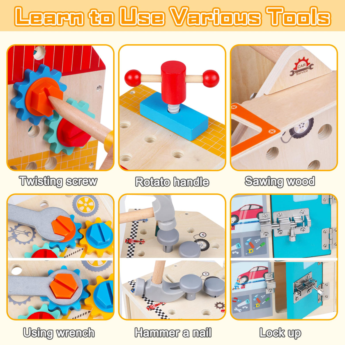 ALLABC Toddler Tool Kit mini workbench transforms play space into a construction station.