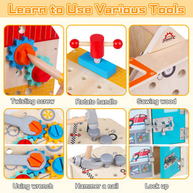 ALLABC Toddler Tool Kit mini workbench transforms play space into a construction station.