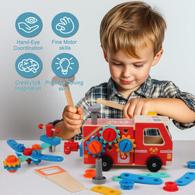 ALLABC Workbench transformation image highlights pretend construction skills and imaginative building.