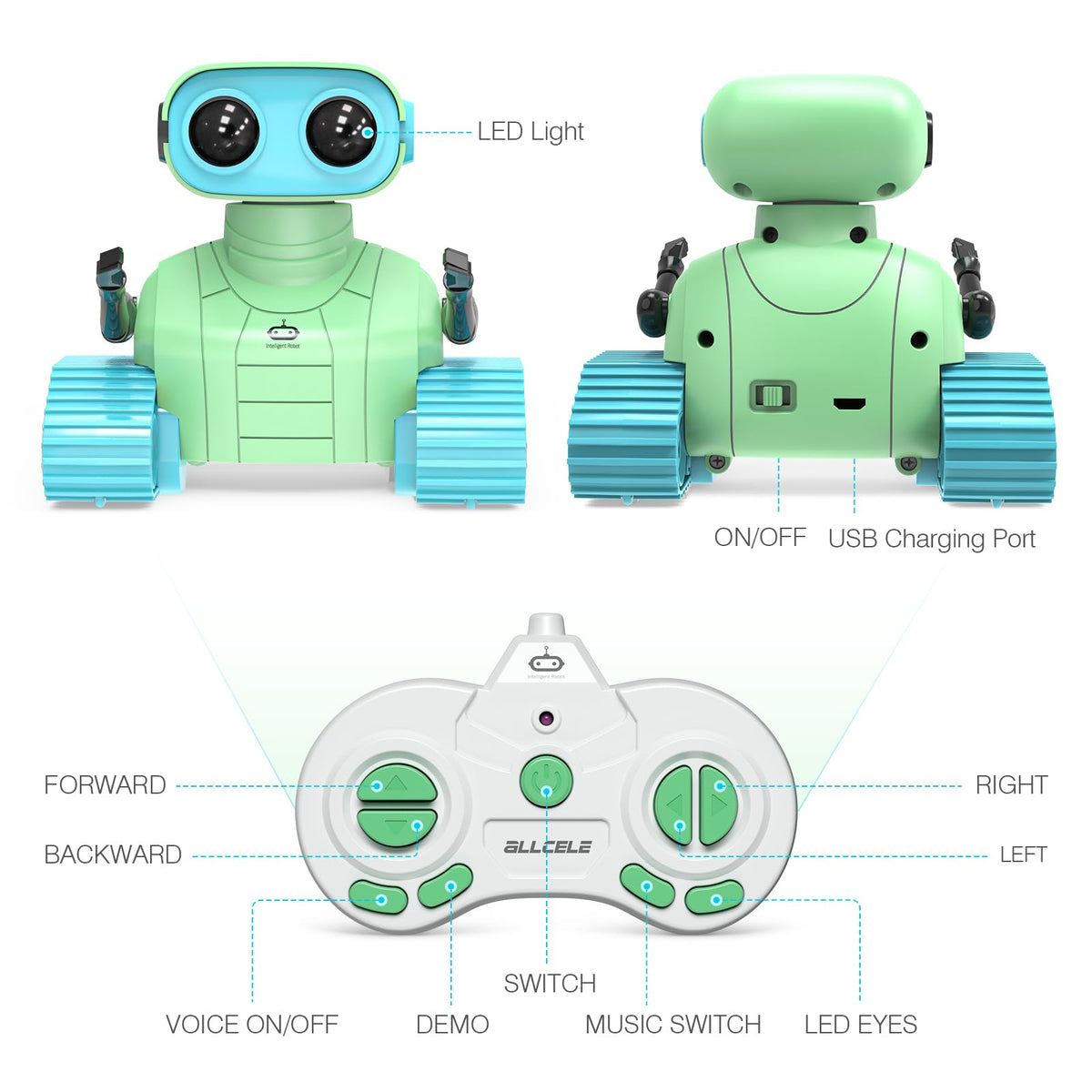 ALLCELE robot sings three songs and speaks via remote control features