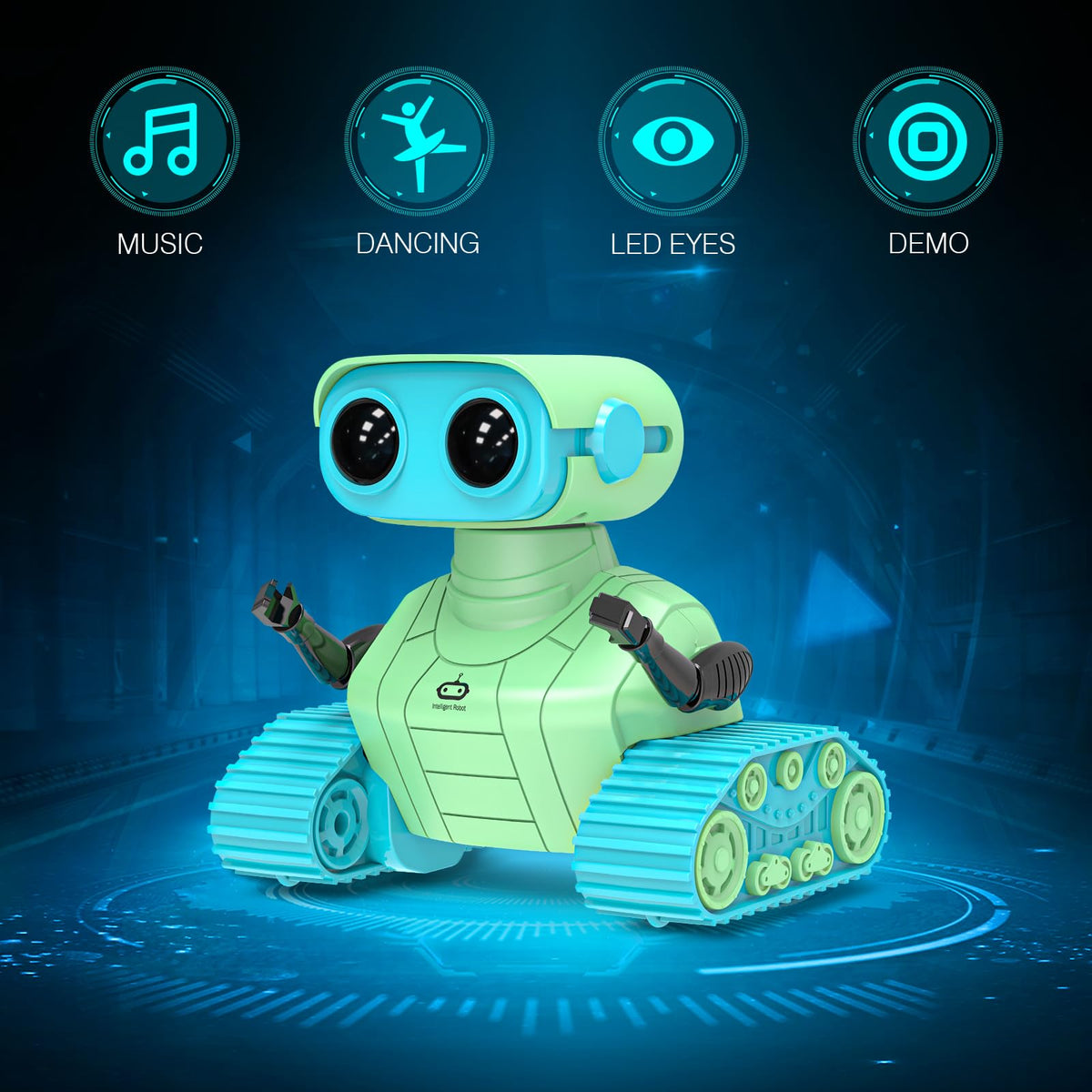ALLCELE robot toy green blue LED eyes illuminate imaginative play and learning