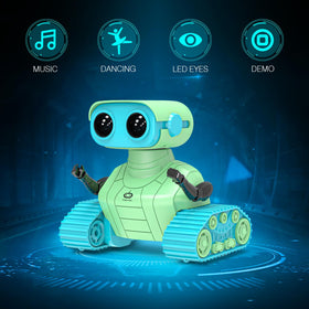 ALLCELE robot toy green blue LED eyes illuminate imaginative play and learning