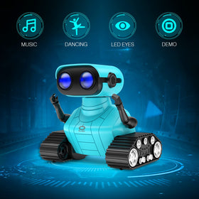 ALLCELE robot toy with blue LED eyes enhances interactive play and feedback.