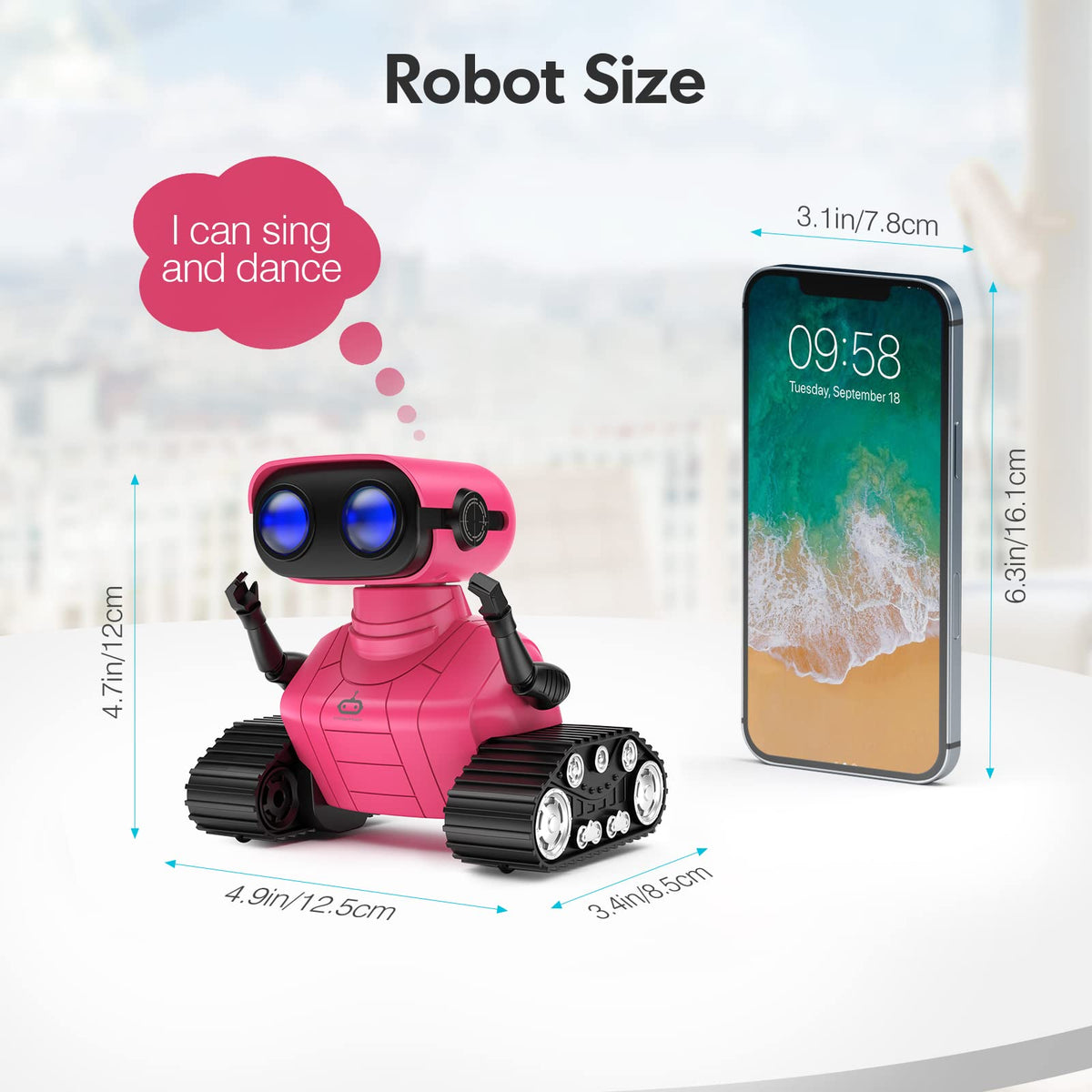 ALLCELE robot toy rose red singing mode with three tunes for fun storytelling