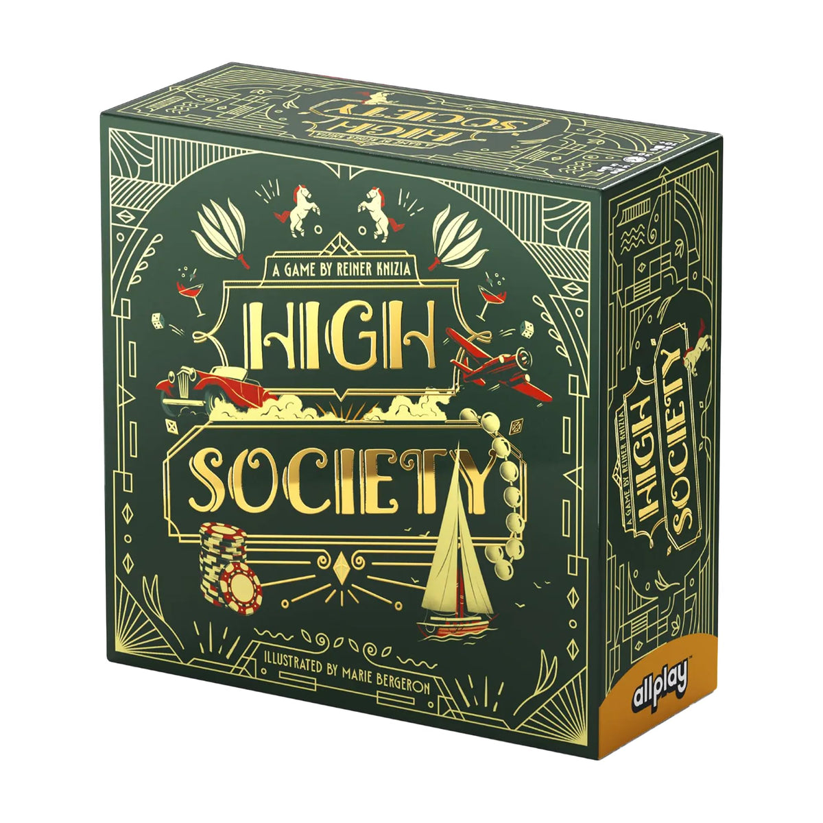 Allplay High Society box front showcases premium artwork for an elegant family game night