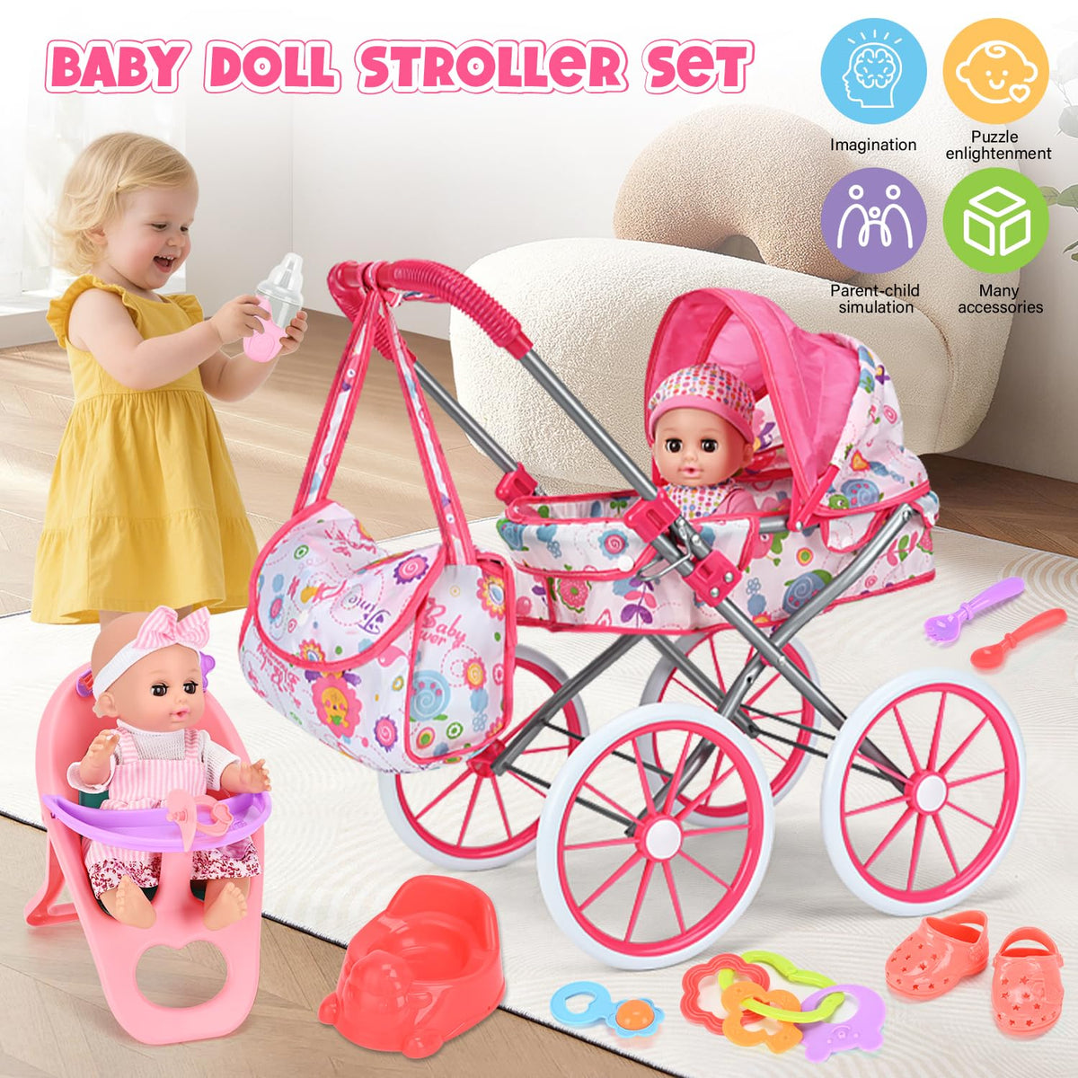 Allroad 12.5-inch doll included for realistic caregiver play and nurturing storytelling