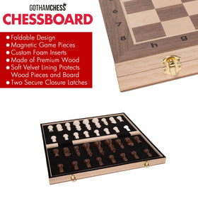 Foldable GothamChess Board with built-in piece storage compartment.