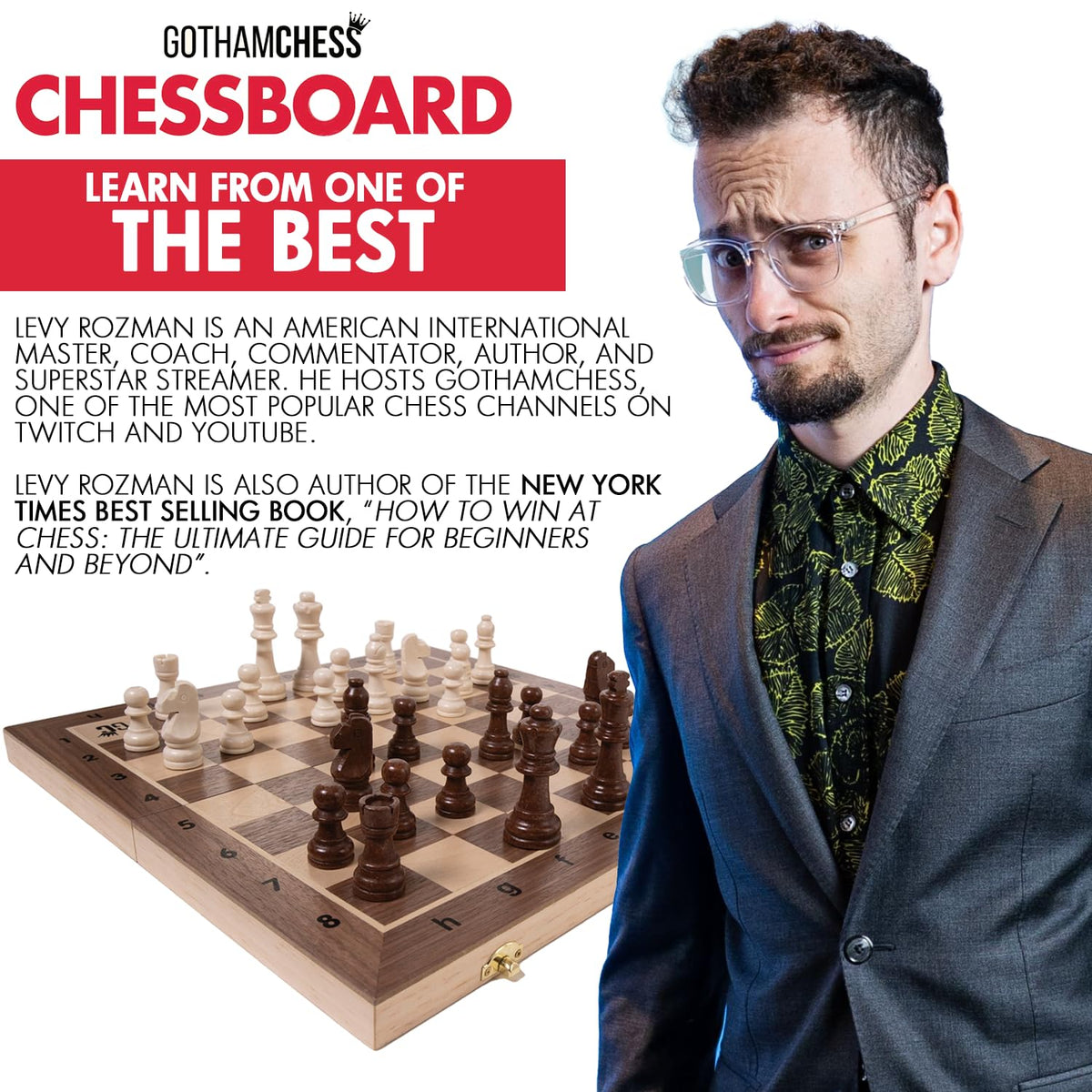 GothamChess Board QR code unlocks Levy Rozman mini-course.