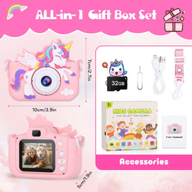 Alotwan unicorn kids camera compact travel size for flights in pink