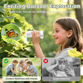 Alotwan Kids Microscope 3-in-1 function supports close-up, distant viewing, and recording.