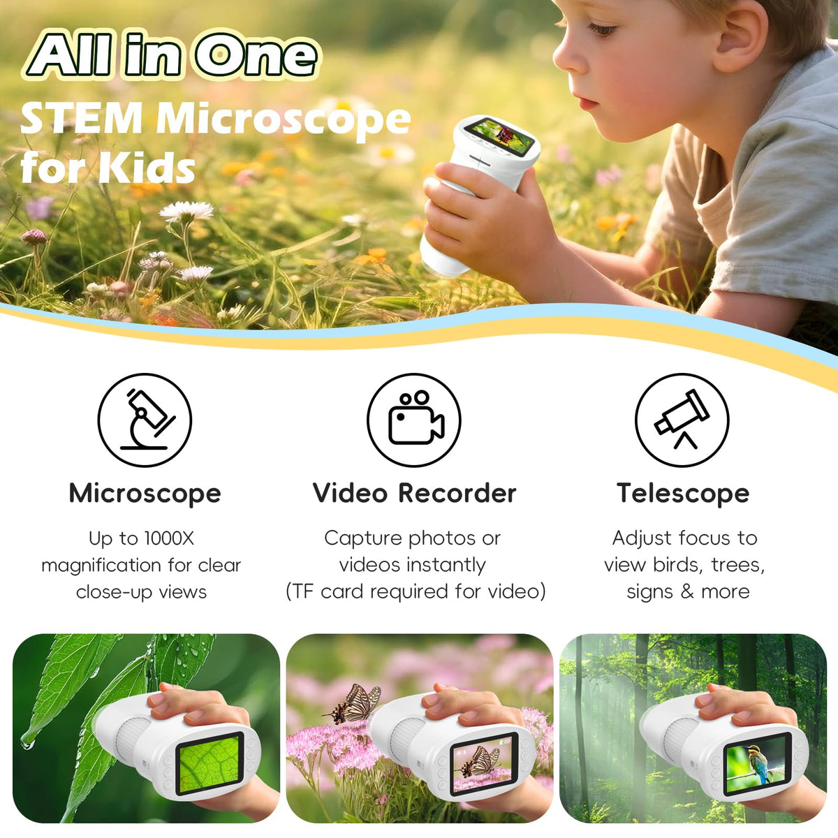 Alotwan Kids Microscope pocket size fits small hands for on-the-go science discovery.