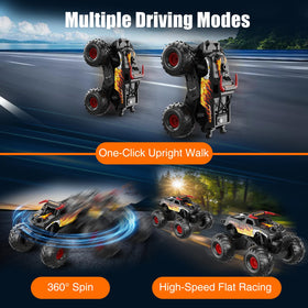 Alotwan 4WD monster truck conquering rugged off-road terrain with strong bumpers.