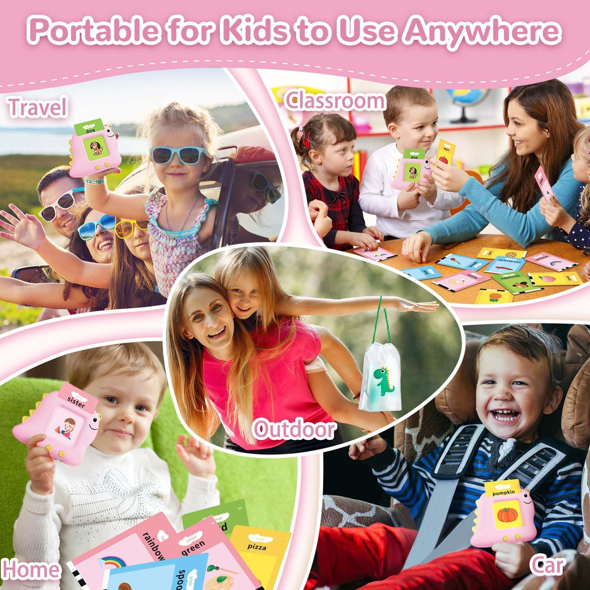 Alotwan rechargeable battery powers hours of on-the-go learning.