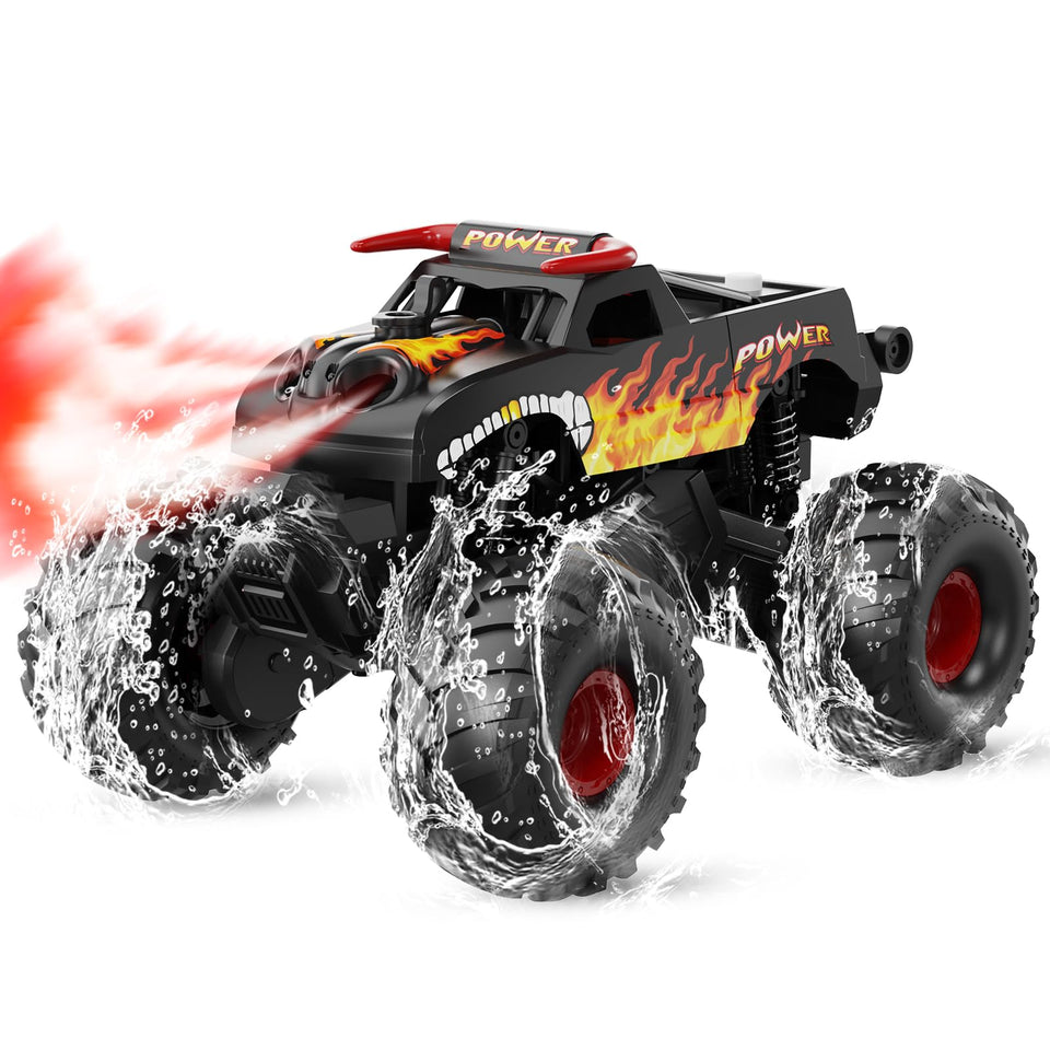 Alotwan remote-control monster truck in waterproof one-sixteen-scale design ready for all-terrain play.
