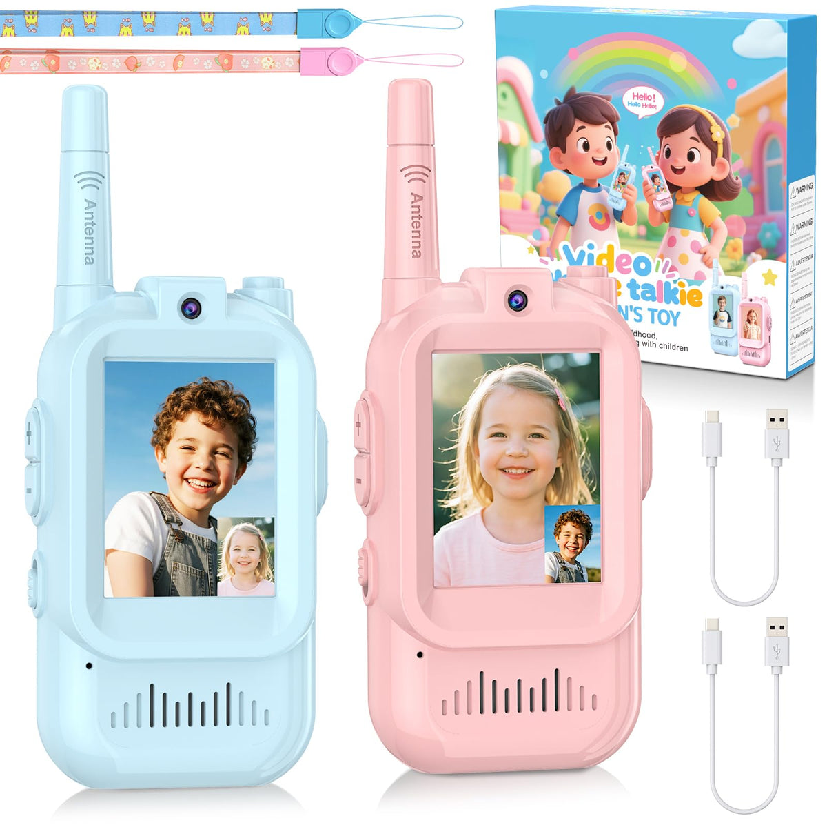 Alotwan video walkie talkie 2-pack for kids, easy setup for family playtime.
