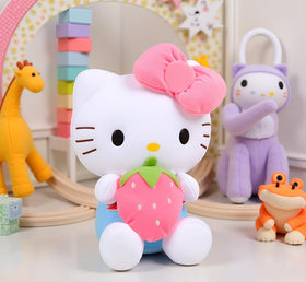 AlphaDesignLuxe kitty plush strawberry detail close-up for kawaii charm and gift appeal.