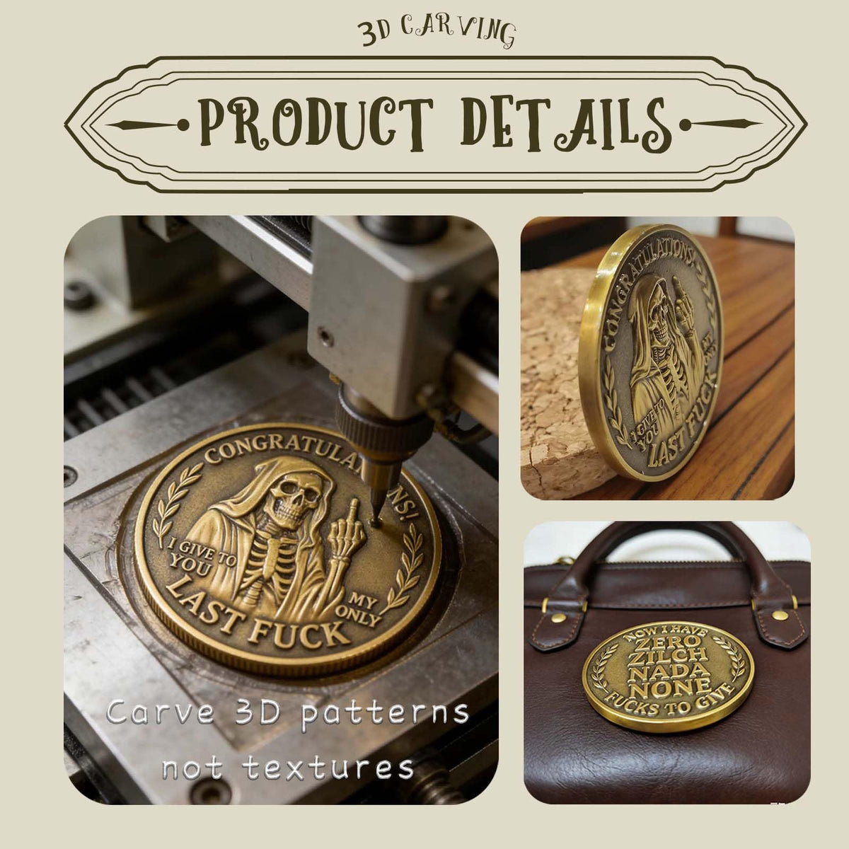 ALRALLI Last Fuck to Give engraving detail showing craftsmanship