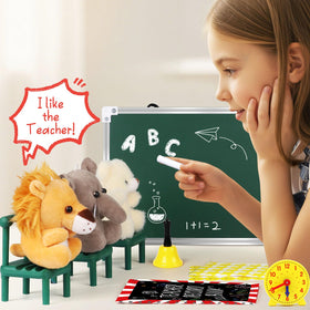 Alritz double sided whiteboard and chalkboard for math practice and drawing.