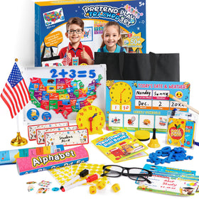 Alritz Pretend Teacher Kit map puzzle on a whiteboard for geography learning and play