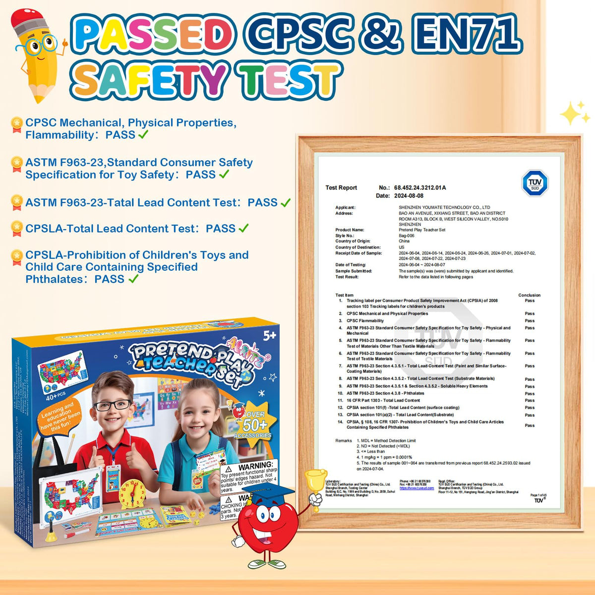Alritz Pretend Teacher Kit stickers and certificates for rewarding progress