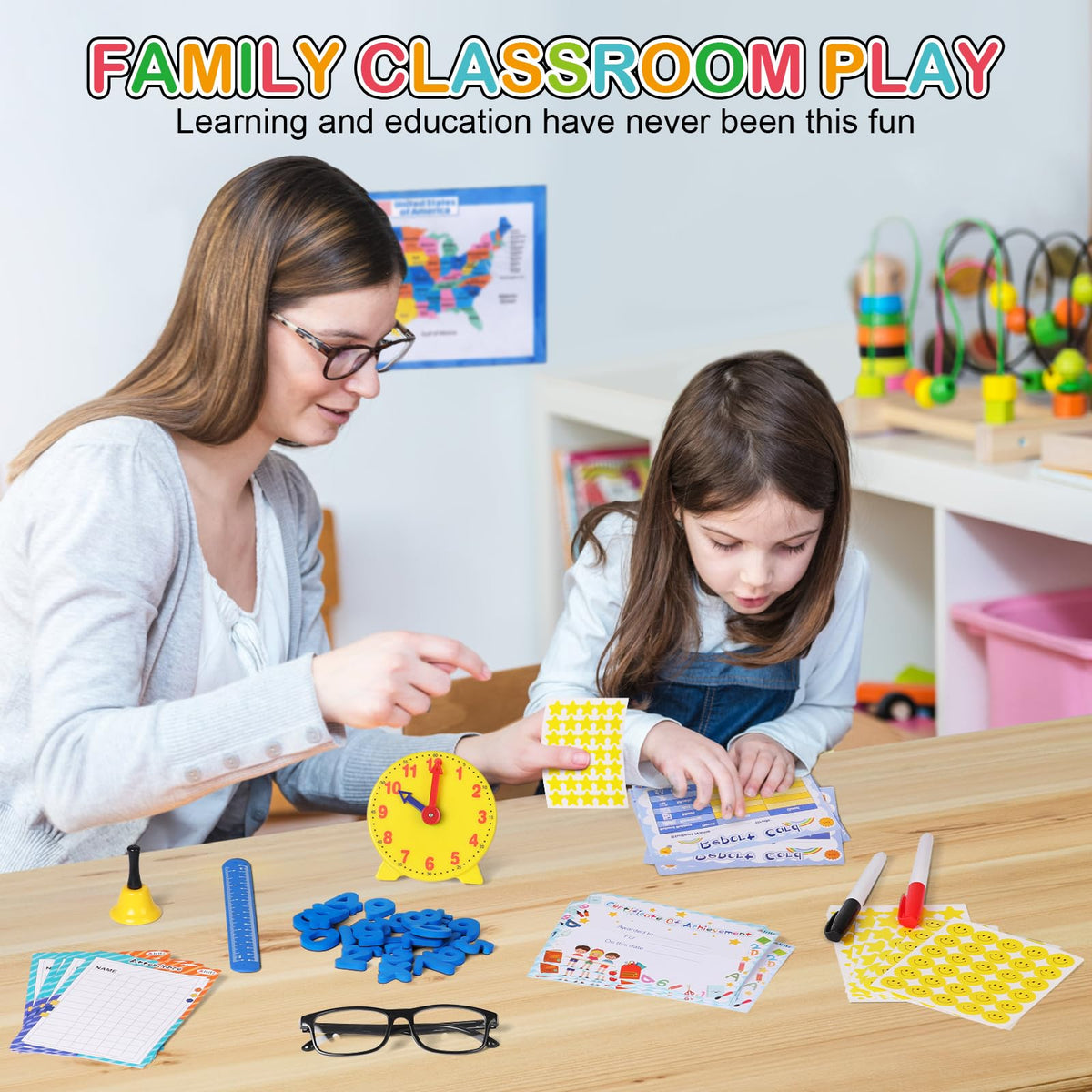 Alritz Pretend Teacher Set magnetic numbers aid early math and counting skills.