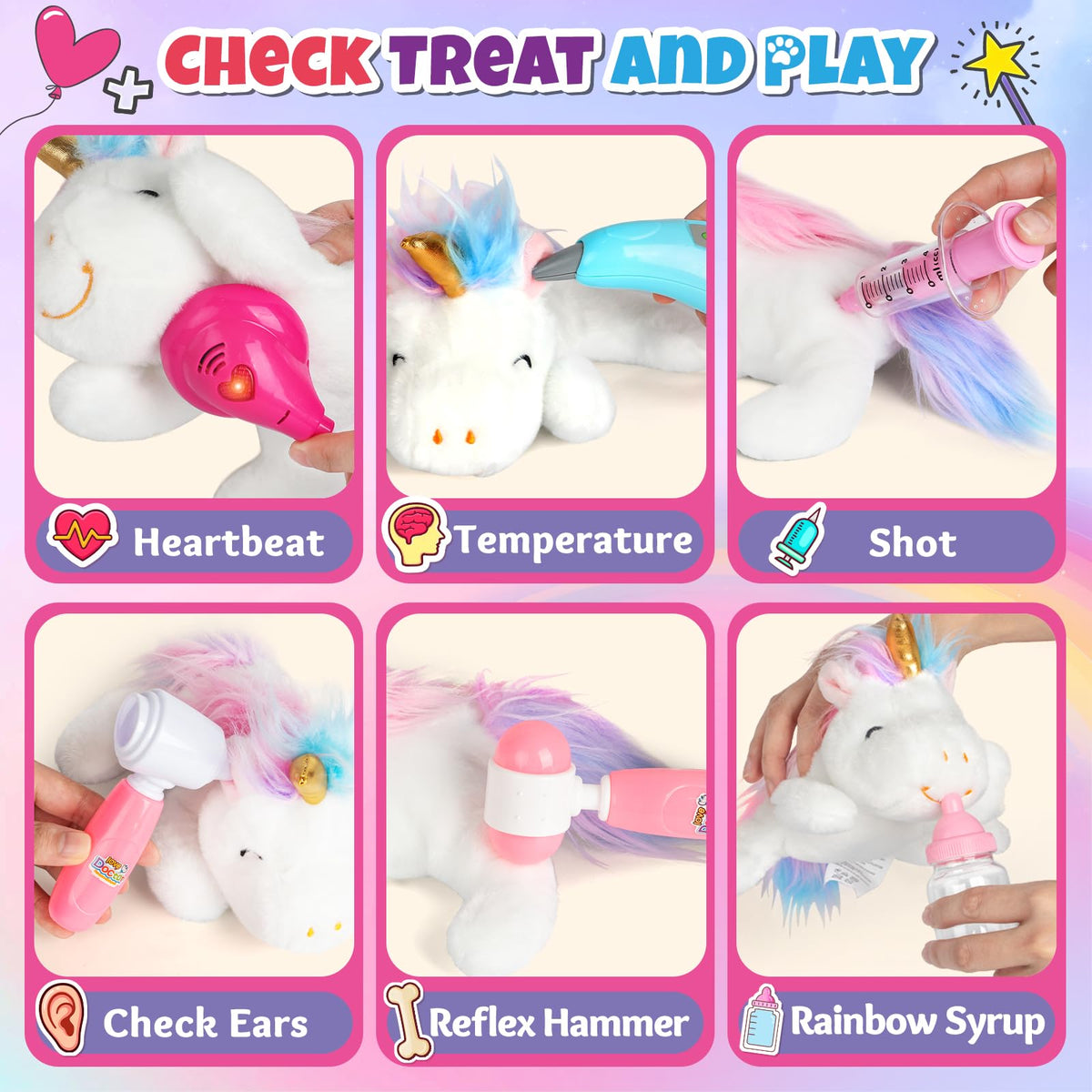 Alritz Unicorn Doctor Kit doctor coat adds immersive role-play attire.