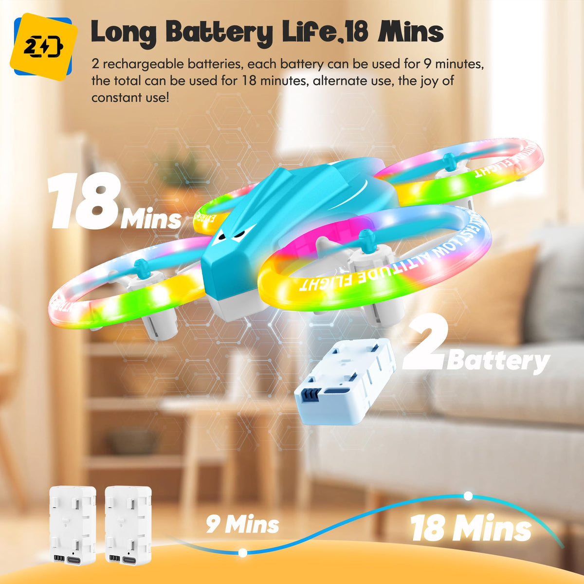 ALTITACO Drone with two rechargeable batteries for extended sessions