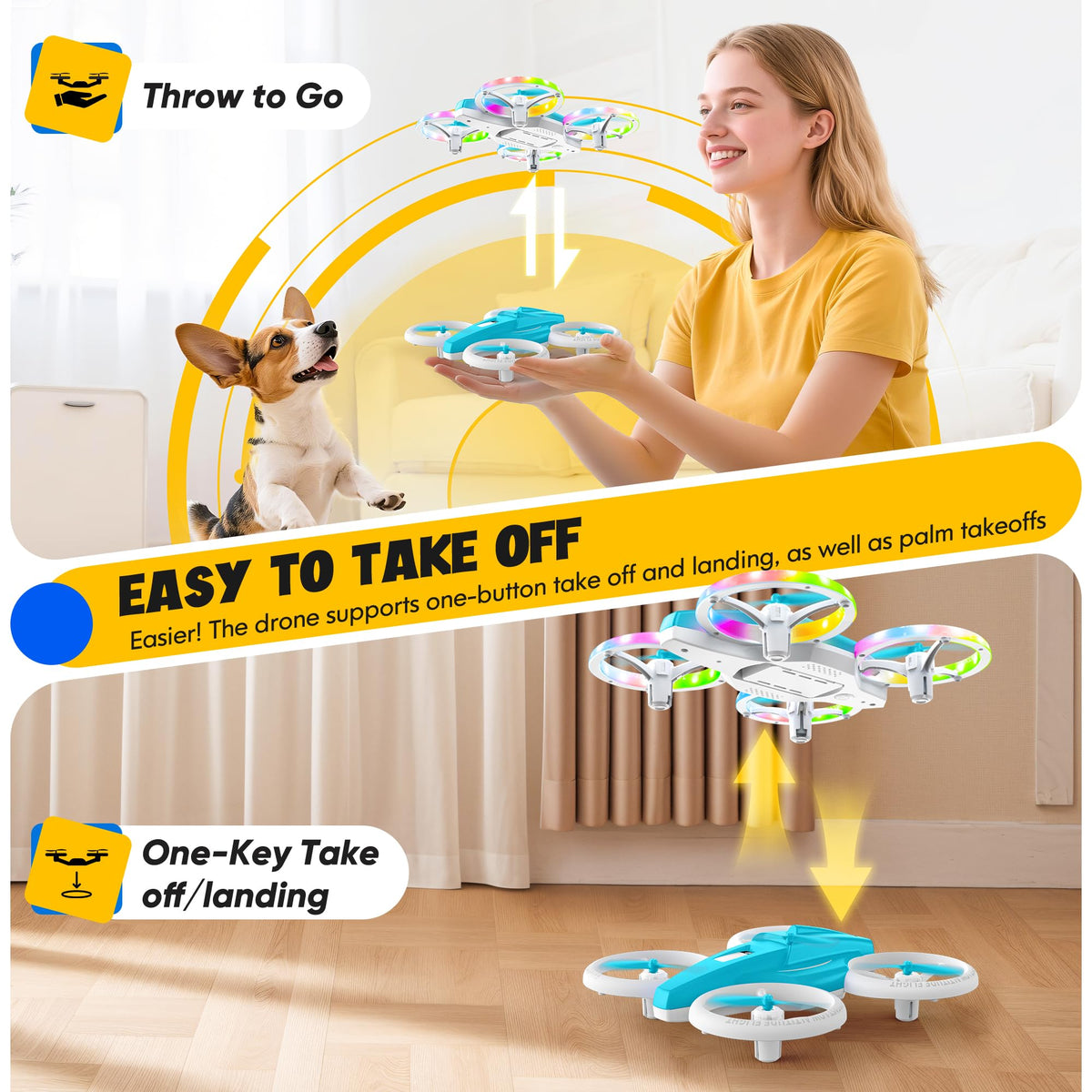 ALTITACO Indoor-friendly drone with protected propellers for safe play