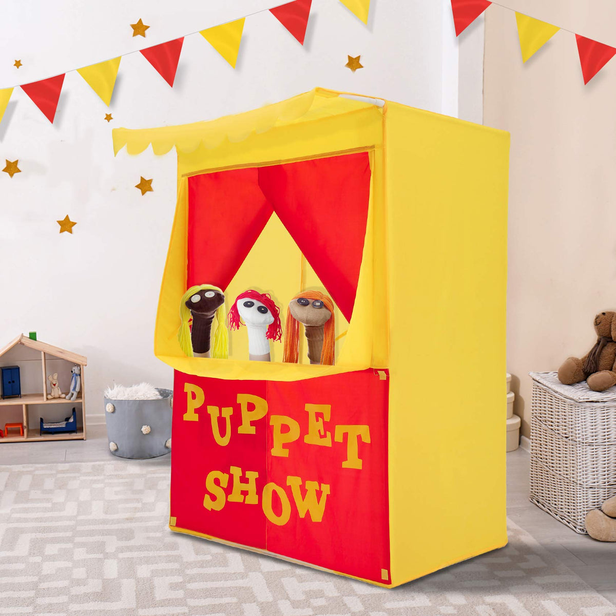 Alvantor Lemonade Stand puppet-stage front view for imaginative play