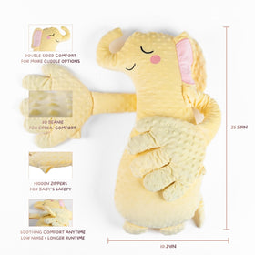 Alvemo baby soothing patting hand elephant face detail with friendly expression