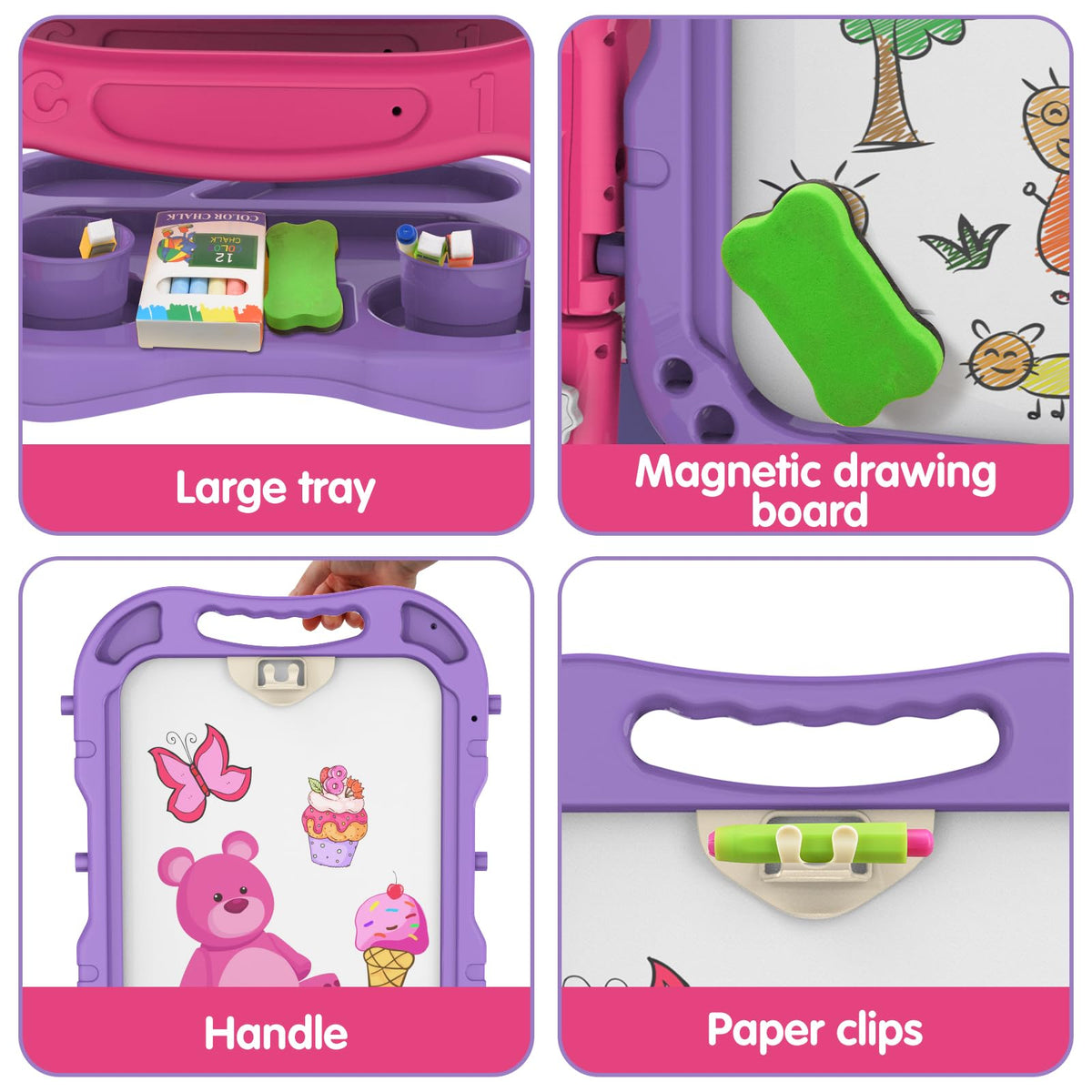 Amagoing double-sided magnetic board supports chalk and dry erase play